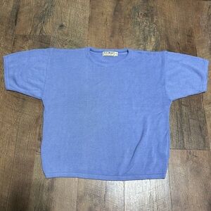 Vintage LL-Bean Knitted Cropped Sweater Women’s Medium Blue
